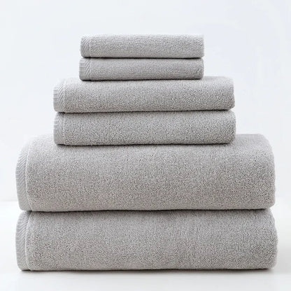 Light Gray Premium Cotton Towel Set - 6 Pieces, Soft & Absorbent Bath Towels for Adults