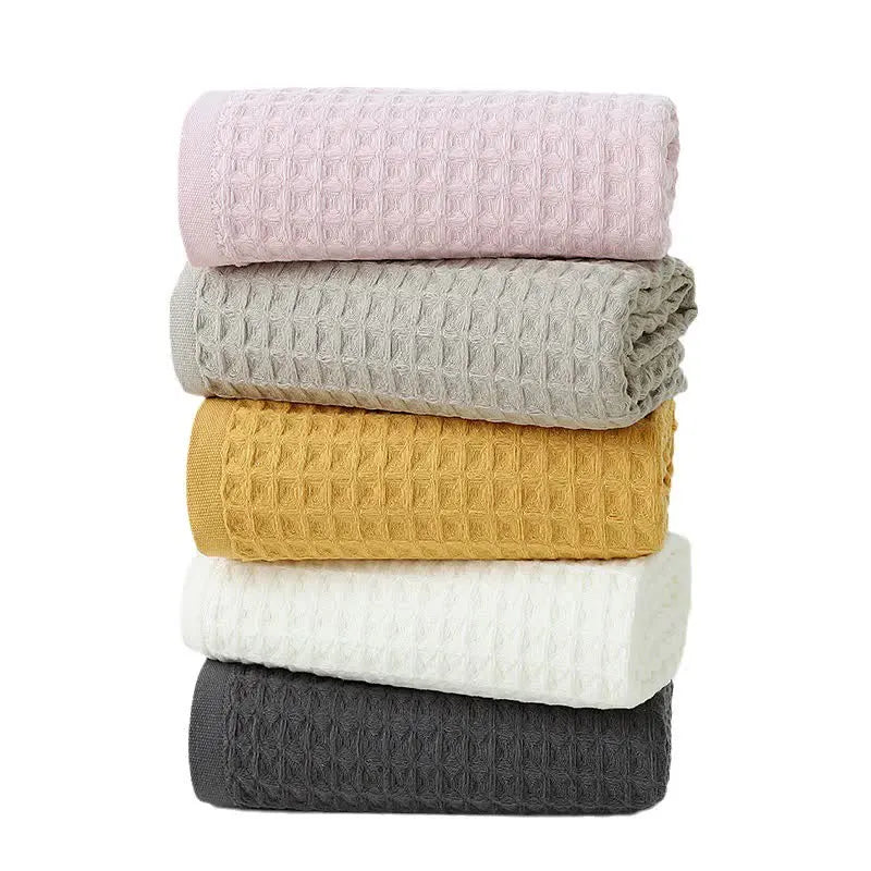 White  Luxury Cotton Waffle Bath Towel, Soft, Quick-Drying, Water Absorbent, Unisex, for Home Use - Image 4