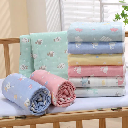 Giraffe, 6-Layer Muslin Baby Blanket - Soft Cotton Bedding for Infants and Toddlers, 110x110 cm, - Image 4