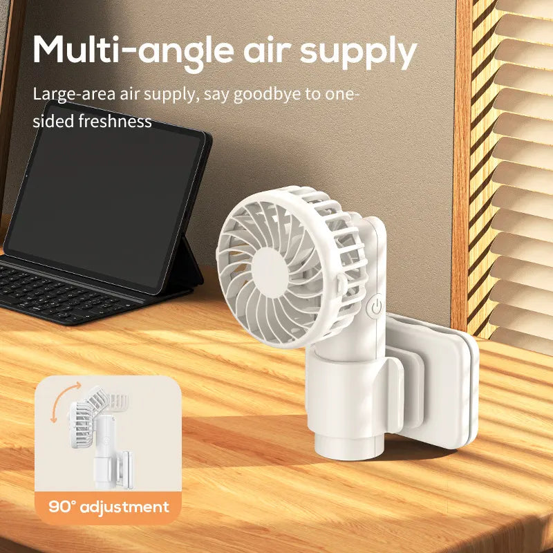 White Portable Multifunctional Clip Fan DQ261 - 1000mAh Battery, 3-Speed, Quiet Cooling for Summer - Image 3