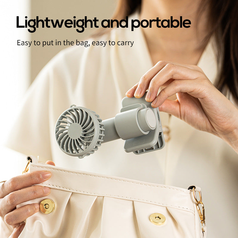Ice Green Portable Multifunctional Clip Fan DQ261 - 1000mAh Battery, 3-Speed, Quiet Cooling for Summer - Image 4