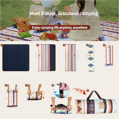 Portable Traditional Pattern Picnic Mat - Lightweight , 200x200cm, with Storage Bag - Image 5