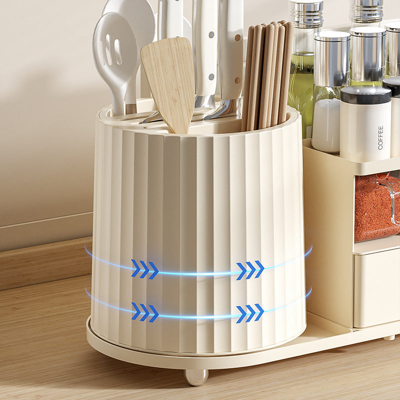 All-in-One Kitchen Countertop Organizer | Rotating Utensil Holder, Knife Block & Spice Rack with Drawer | Transparent color - Image 3