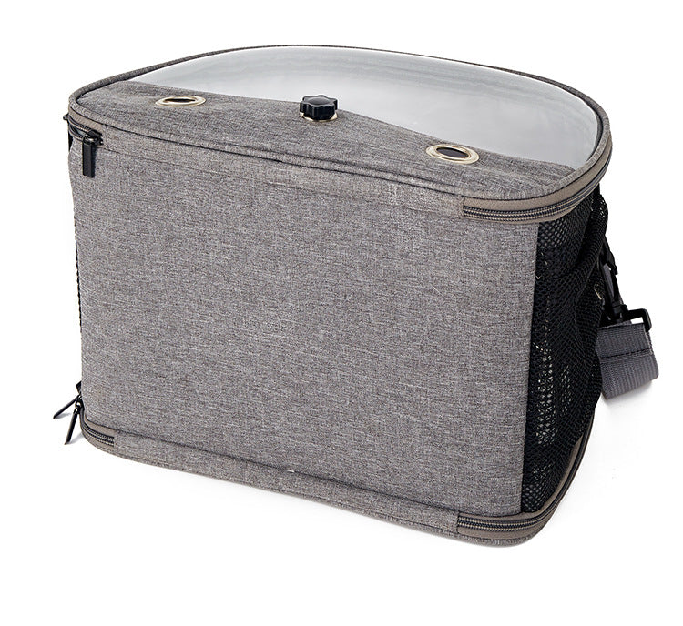 Stylish Leaf Print Clear View Bird Carrier - Portable Travel Cage with Perch & Tray for Parrots, Cockatiels & Small Pets - Image 5