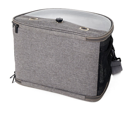 Stylish Leaf Print Clear View Bird Carrier - Portable Travel Cage with Perch & Tray for Parrots, Cockatiels & Small Pets - Image 5