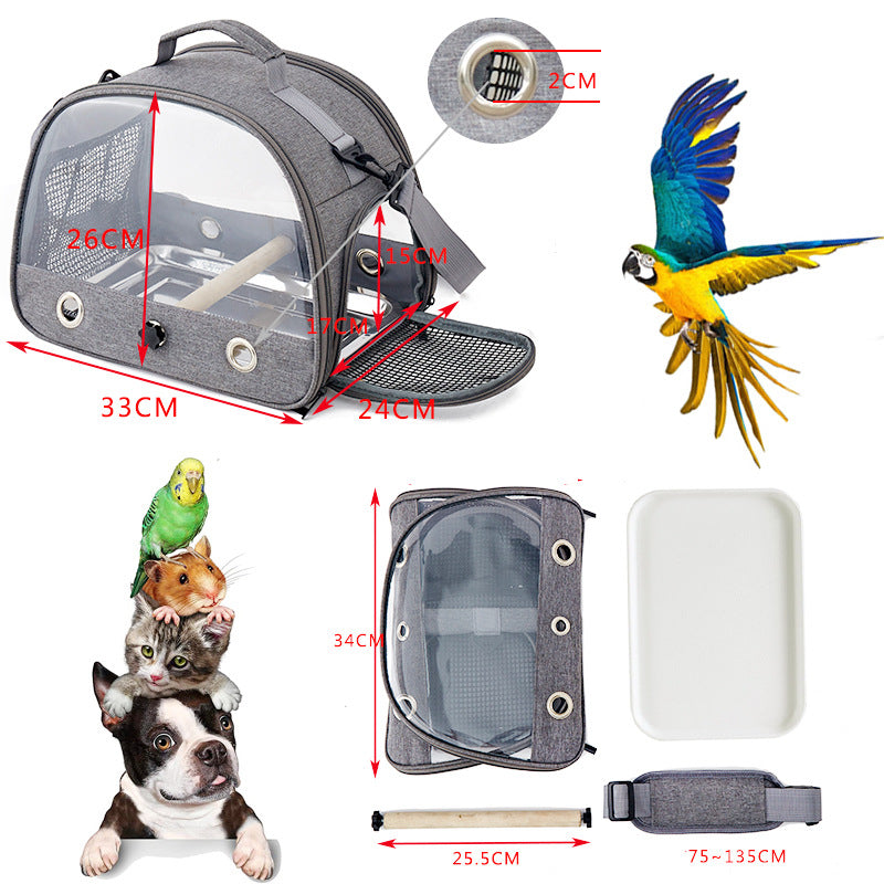 Stylish Leaf Print Clear View Bird Carrier - Portable Travel Cage with Perch & Tray for Parrots, Cockatiels & Small Pets - Image 6