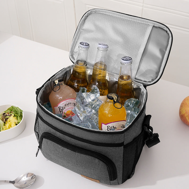 Black Insulated Lunch Bag Cooler Tote - 9L Leakproof Thermal Lunch Box with Shoulder Strap & Pockets for Work, Picnic, Travel - Image 2