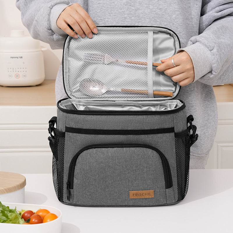 Black Insulated Lunch Bag Cooler Tote - 9L Leakproof Thermal Lunch Box with Shoulder Strap & Pockets for Work, Picnic, Travel - Image 3