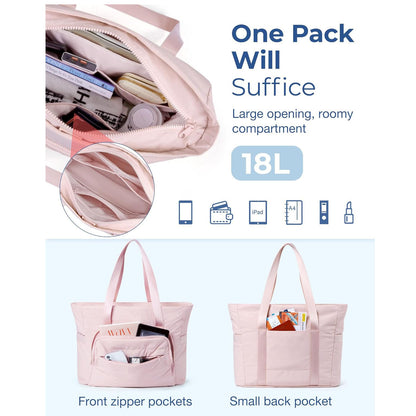 Beige Versatile Women's Gym Tote Bag with Yoga Mat Strap - 18L Carryall, Fits 15.6 Laptop, Multi-Pocket Organizer - Image 2