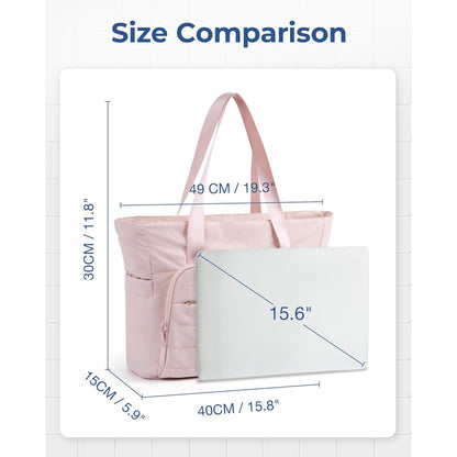 Beige Versatile Women's Gym Tote Bag with Yoga Mat Strap - 18L Carryall, Fits 15.6 Laptop, Multi-Pocket Organizer - Image 4