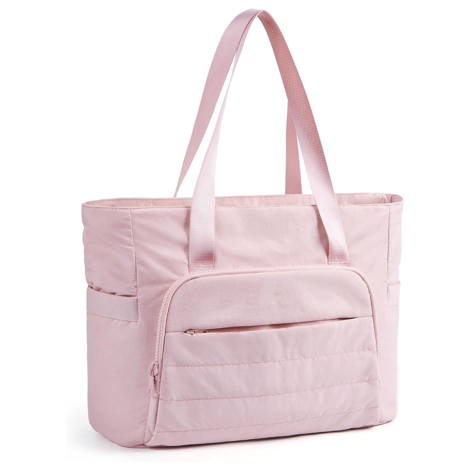 Pink Versatile Women's Gym Tote Bag with Yoga Mat Strap - 18L Carryall, Fits 15.6 Laptop, Multi-Pocket Organizer