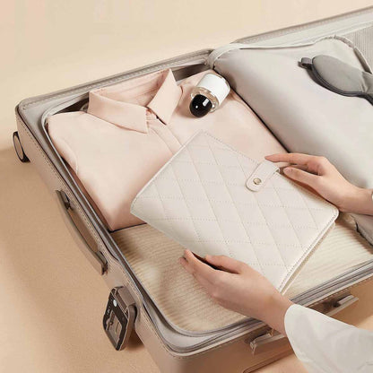 White Elegant Quilted Travel Jewelry Organizer Binder - Portable Loose-Leaf Storage Book with Clear Zipper Pockets for Earrings, Necklaces, Rings - Image 5