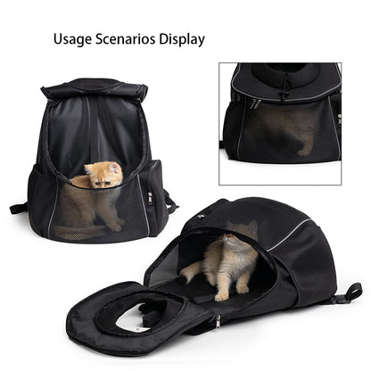 Purple Breathable Mesh Pet Carrier Backpack - Head-Out Design for Small Dogs & Cats, Ventilated Travel Hiking Carrier Bag with Front Entry & Pockets - Image 3