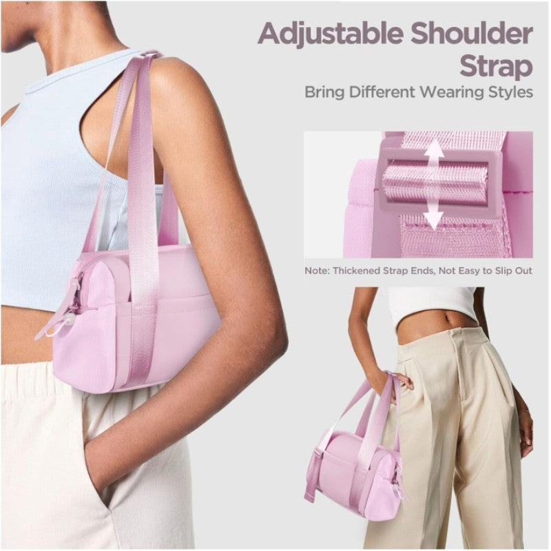 Stylish white Mini Gym Bag & Travel Tote - Compact Duffel with Wet Pocket, Luggage Sleeve & Multiple Compartments - Image 2