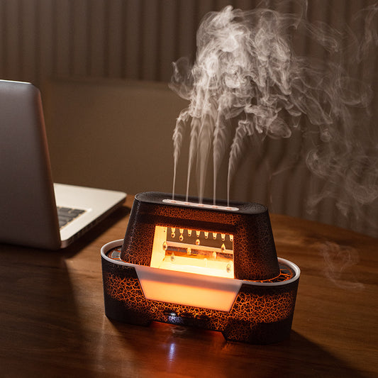 Black 300ml Ultrasonic Aroma Diffuser with Cracked Light Design - Cool Mist Humidifier for Home and Office