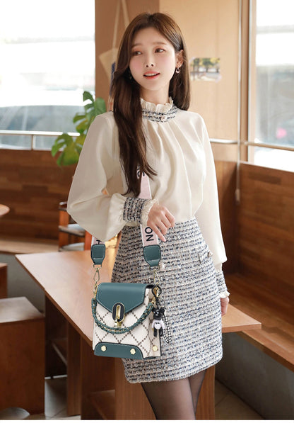Pink Stylish Korean Minimalist Crossbody Bag - Elegant Small Square Shoulder Bag with Phone Pocket - Image 8