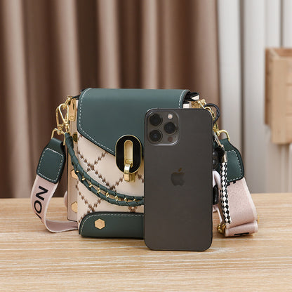 khaki Stylish Korean Minimalist Crossbody Bag - Elegant Small Square Shoulder Bag with Phone Pocket - Image 2