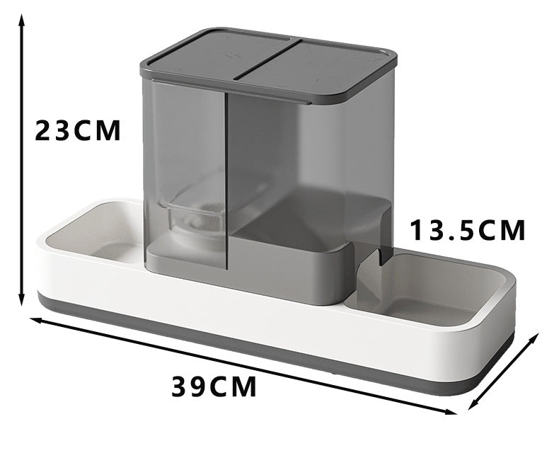 Grey 2-in-1 Automatic Pet Water and Food Dispenser - Gravity Feeder for Cats and Dogs - Image 7
