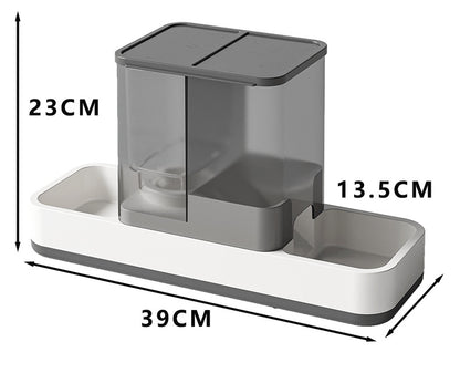 Grey 2-in-1 Automatic Pet Water and Food Dispenser - Gravity Feeder for Cats and Dogs - Image 7
