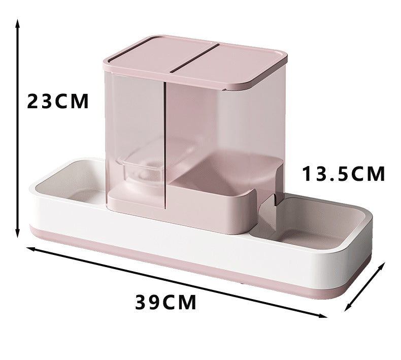 Pink 2-in-1 Automatic Pet Water and Food Dispenser - Gravity Feeder for Cats and Dogs - Image 7
