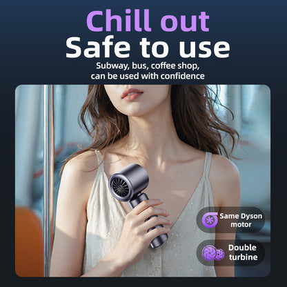 Purple Portable Handheld Fan with 120-Speed Display - USB Rechargeable Mini Cooling Fan for Outdoor Use - Image 3