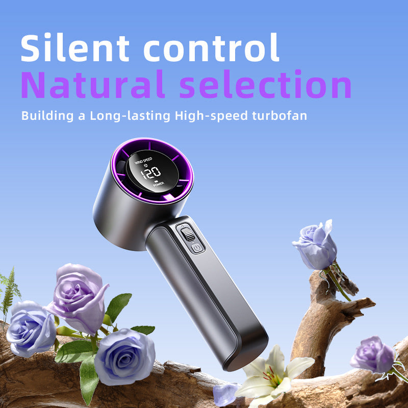 Pink Portable Handheld Fan with 120-Speed Display - USB Rechargeable Mini Cooling Fan for Outdoor Use - Image 2