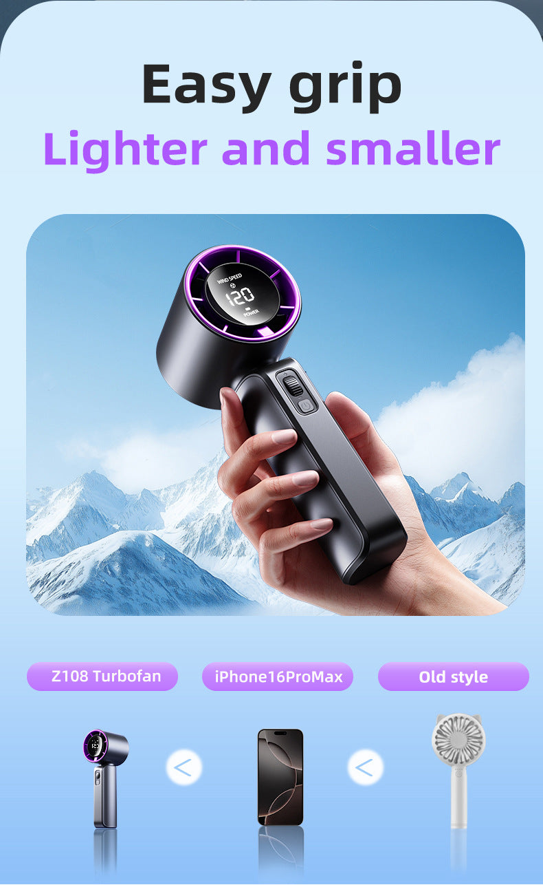 Pink Portable Handheld Fan with 120-Speed Display - USB Rechargeable Mini Cooling Fan for Outdoor Use - Image 5