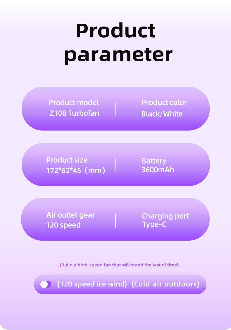Pink Portable Handheld Fan with 120-Speed Display - USB Rechargeable Mini Cooling Fan for Outdoor Use - Image 6