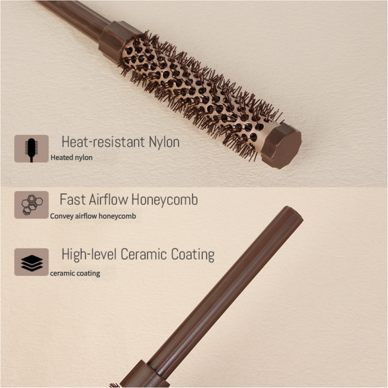 Fluffy Round Hair Brush Set #11 #13 #16 - Volumizing Ceramic Styling Tools for Salon-Perfect Blowouts - Image 3