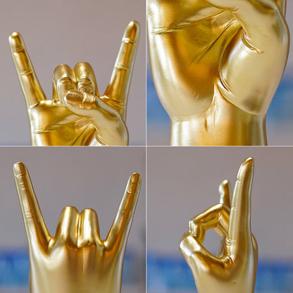 Black Right Hand Resin Rock and Roll Hand Figurine - Stylish Desk and Living Room Decor - Image 2