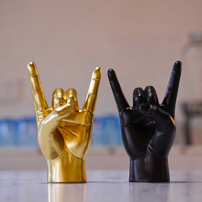White Right Hand Resin Rock and Roll Hand Figurine - Stylish Desk and Living Room Decor - Image 3