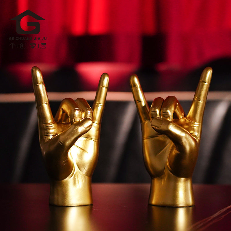 White Right Hand Resin Rock and Roll Hand Figurine - Stylish Desk and Living Room Decor - Image 4