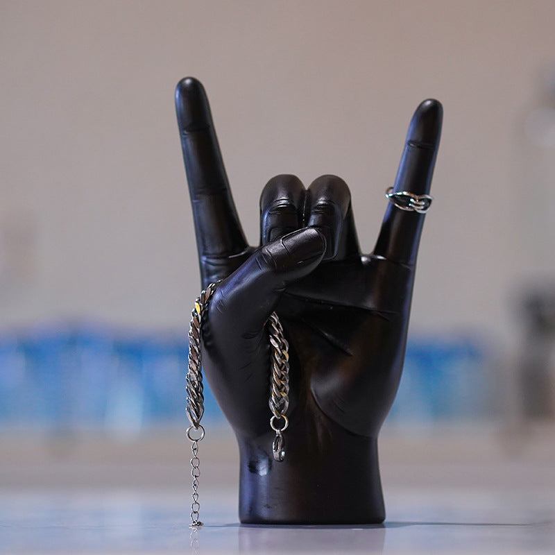 White Right Hand Resin Rock and Roll Hand Figurine - Stylish Desk and Living Room Decor - Image 5