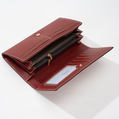 Deep Red PU Slim Wallet with Polyester Interior - Stylish Clutch for Cards and Cash - Image 2
