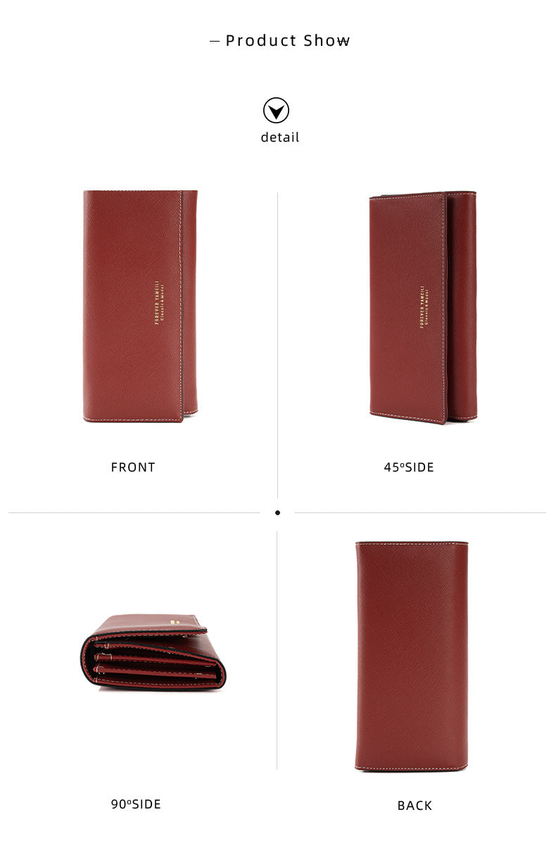 Apricot PU Slim Wallet with Polyester Interior - Stylish Clutch for Cards and Cash - Image 5