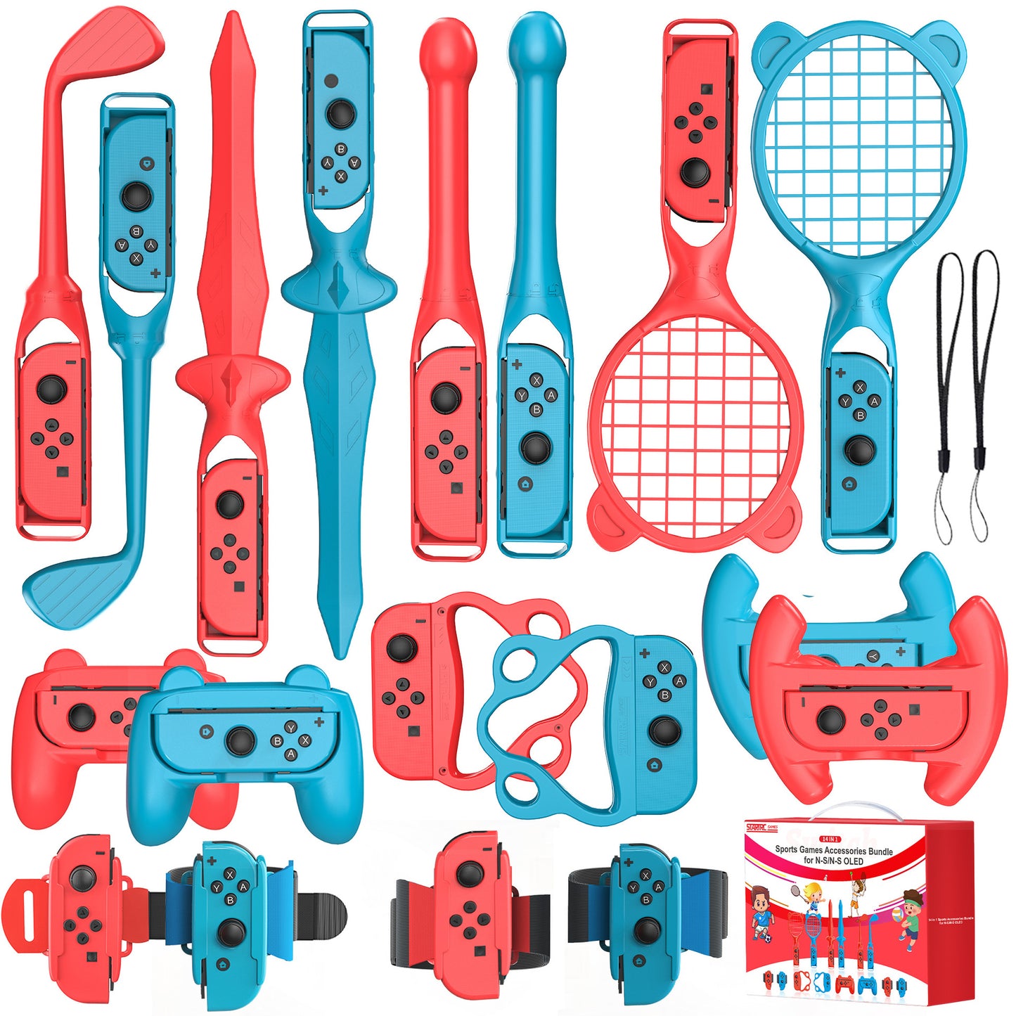 18-in-1 Motion-Sensing Sports Kit for Gaming Consoles - Tennis, Golf, and Fitness Accessories