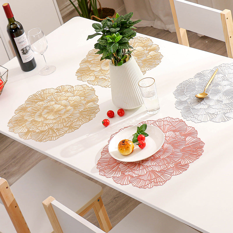 Silver Elegant Floral PVC Placemats - Set of 8, Durable & Stylish Table Mats (38cm) - Image 2