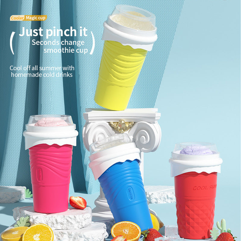 Rose Red Cool Summer Slushie Cup - 500ml Quick-Freeze Smoothie Maker with Straw - Image 2