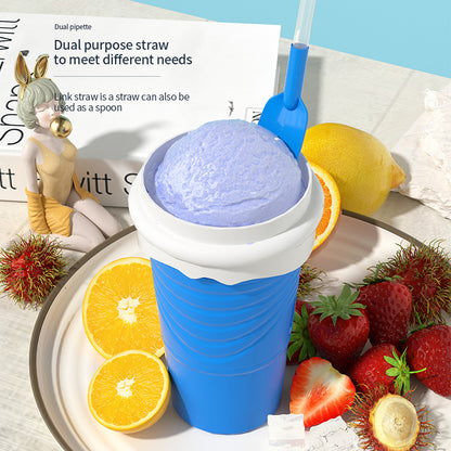 Yellow Cool Summer Slushie Cup - 500ml Quick-Freeze Smoothie Maker with Straw - Image 4