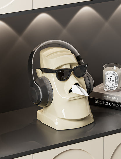 Black Versatile Desktop Headphone Stand & Tissue Box (23.5x17x14.5cm) - Image 6