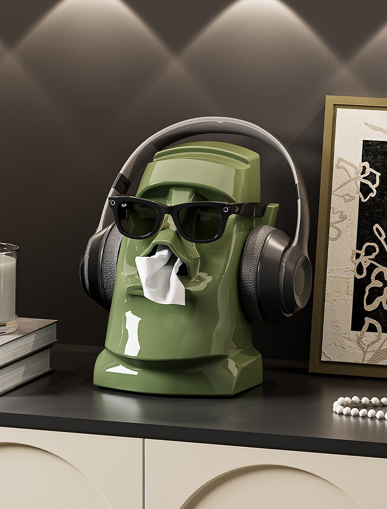 Green Versatile Desktop Headphone Stand & Tissue Box (23.5x17x14.5cm) - Image 7
