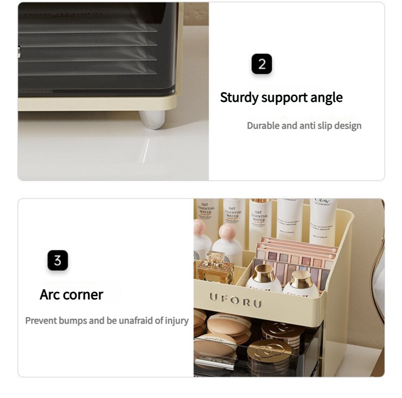 Spacious Cosmetic Organizer - Multi-Functional Vanity Storage for Lipsticks & Skincare (35x19x25cm) - Image 2