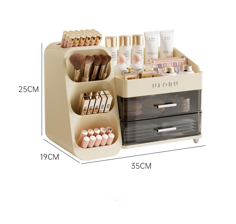 Spacious Cosmetic Organizer - Multi-Functional Vanity Storage for Lipsticks & Skincare (35x19x25cm) - Image 3