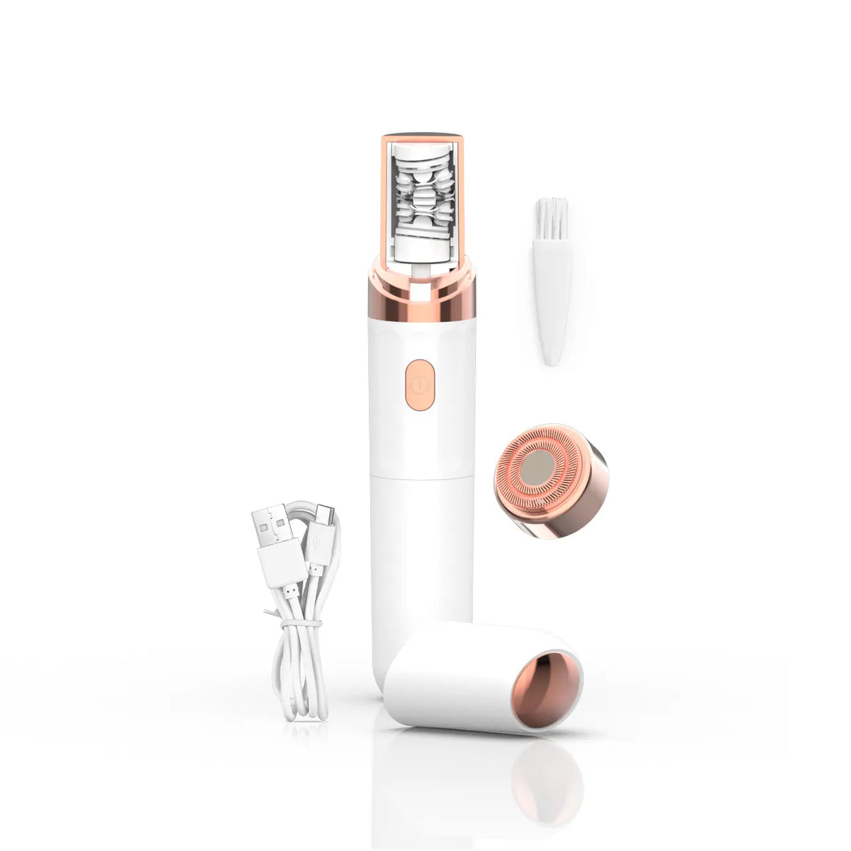 White 2-in-1 Mini Electric Shaver and Hair Removal Device for Women