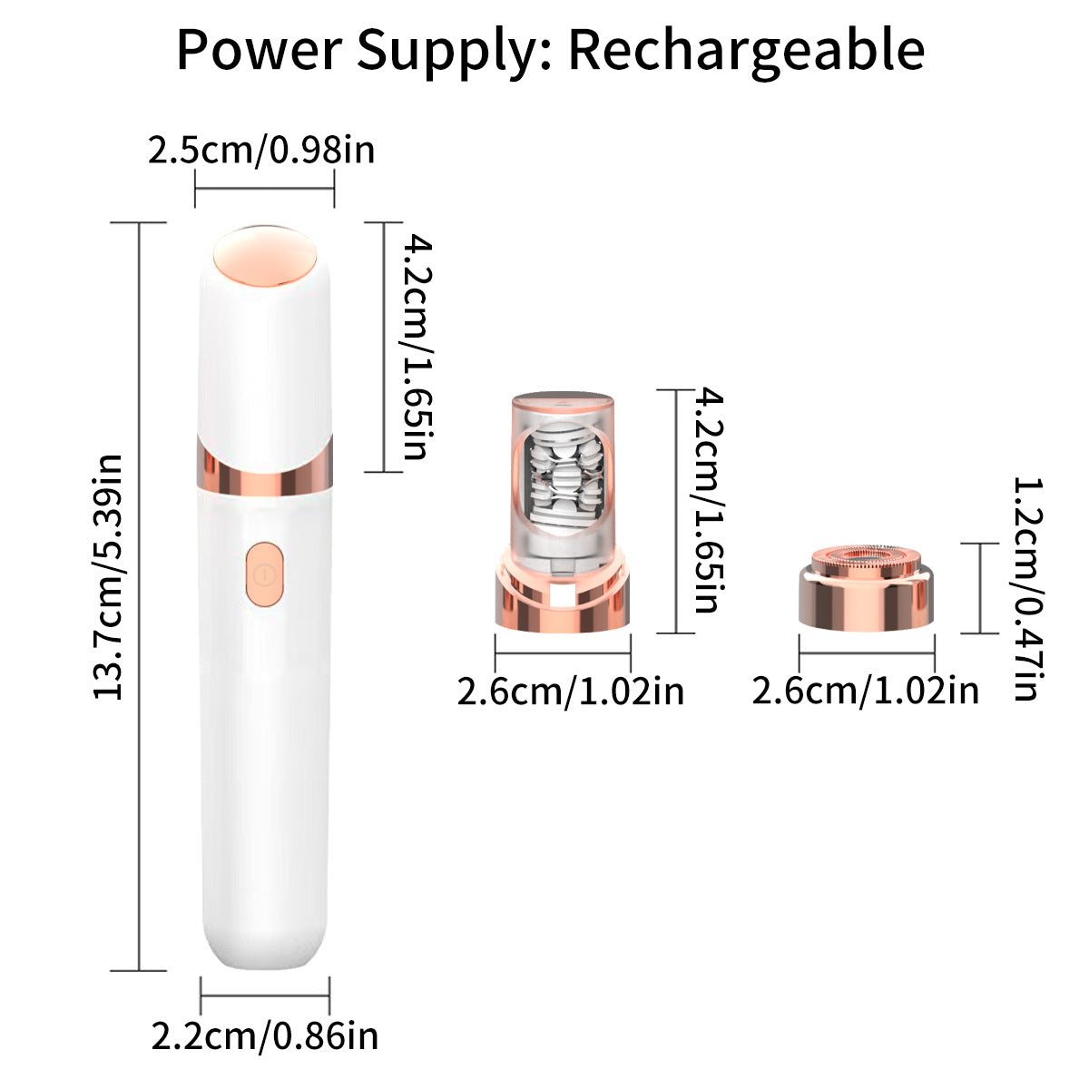 White 2-in-1 Mini Electric Shaver and Hair Removal Device for Women - Image 3