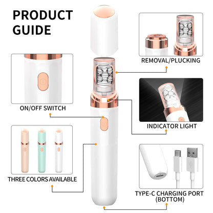 White 2-in-1 Mini Electric Shaver and Hair Removal Device for Women - Image 4