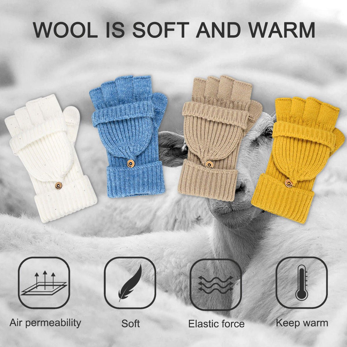 Pink Winter Convertible Mittens - Warm Knitted 2-in-1 Fingerless Gloves with Flip Top Cover for Cold Weather - Image 5