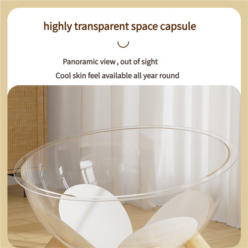 Luxury Transparent Cat Bed with Wooden Legs - Stylish Pet Nest - Image 2
