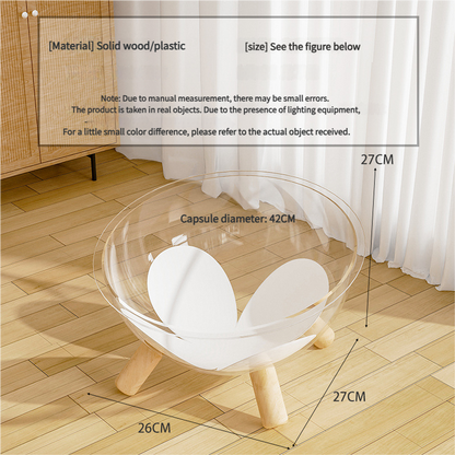 Luxury Transparent Cat Bed with Wooden Legs - Stylish Pet Nest - Image 4