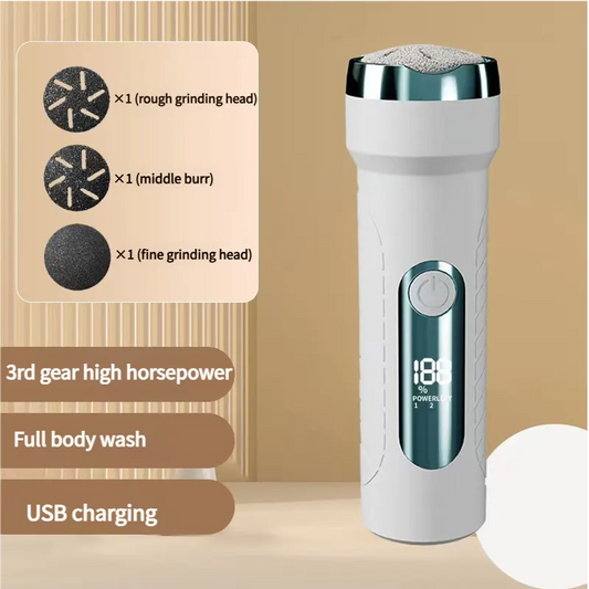 White Waterproof Electric Foot File with LED Display - Rechargeable Callus Remover - Image 2
